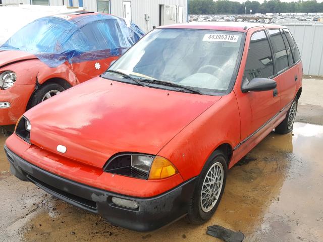 2C1MR6463R6783633 - 1994 GEO METRO RED photo 2