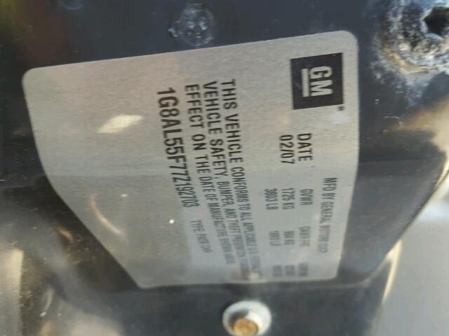 1G8AL55F77Z192703 - 2007 SATURN ION LEVEL BLACK photo 10