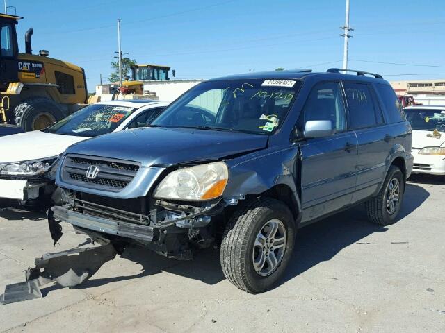 5FNYF18515B027966 - 2005 HONDA PILOT EXL BLUE photo 2