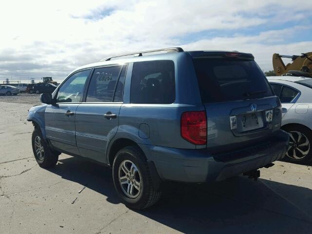 5FNYF18515B027966 - 2005 HONDA PILOT EXL BLUE photo 3