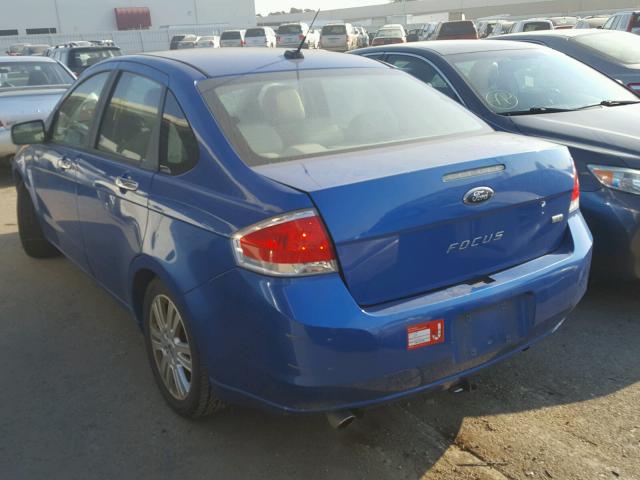 1FAHP3HN5AW259121 - 2010 FORD FOCUS SEL BLUE photo 3