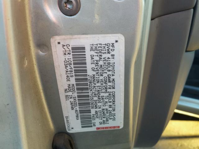 JT2BG22K7Y0503656 - 2000 TOYOTA CAMRY CE SILVER photo 10