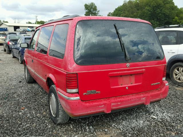 2P4GH2535NR602228 - 1992 PLYMOUTH VOYAGER RED photo 3
