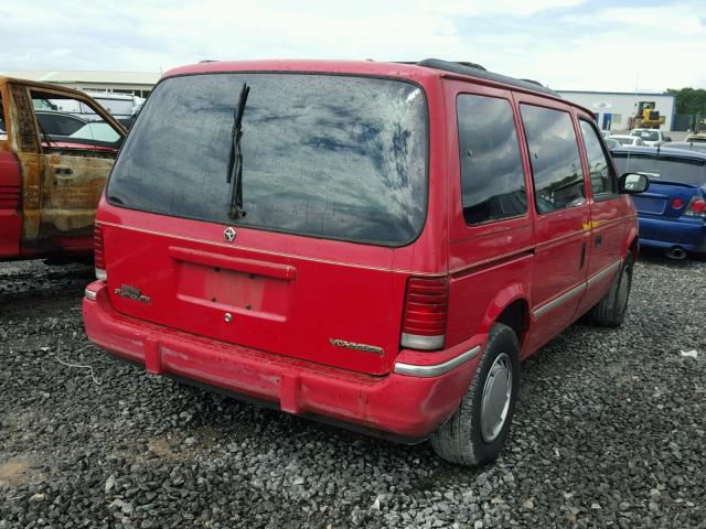 2P4GH2535NR602228 - 1992 PLYMOUTH VOYAGER RED photo 4