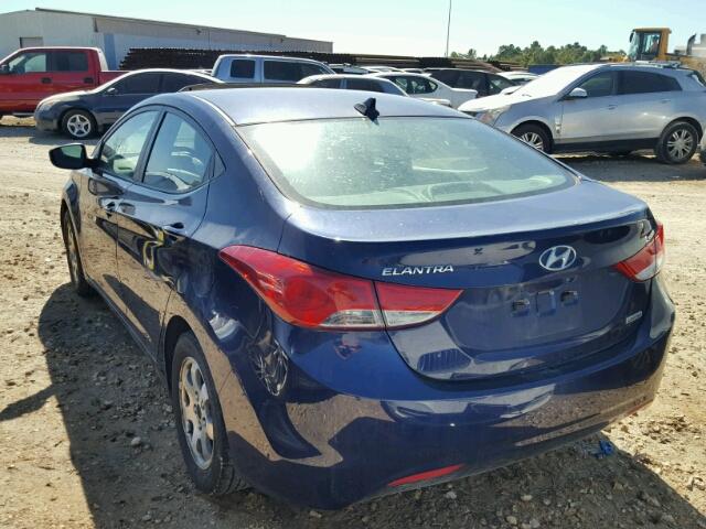 5NPDH4AE5DH166390 - 2013 HYUNDAI ELANTRA GL BLUE photo 3