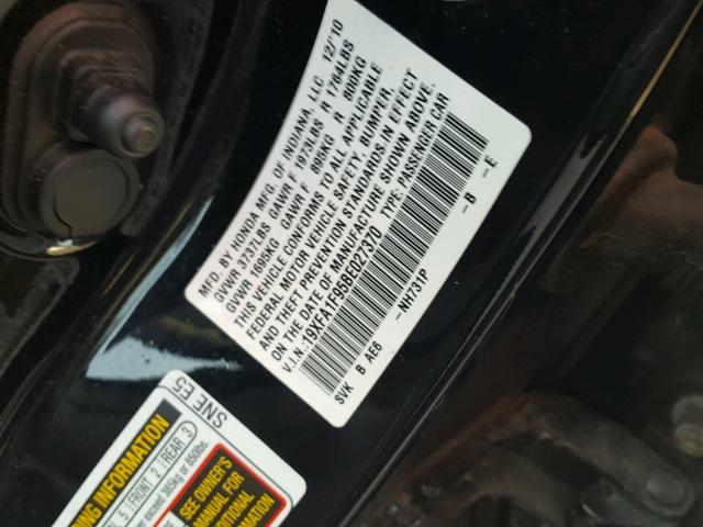 19XFA1F95BE027370 - 2011 HONDA CIVIC EXL Qara foto 10