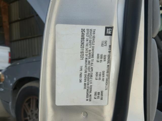 2G4WB52K231197371 - 2003 BUICK REGAL LS 银色 照片 10