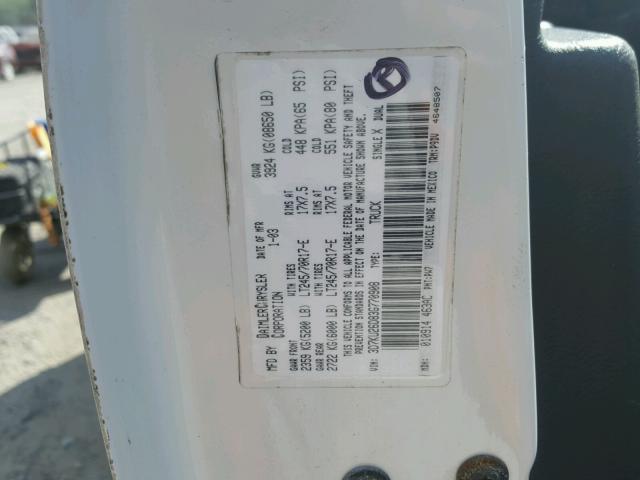 3D7KU26D83G770908 - 2003 DODGE RAM 2500 S WHITE photo 10