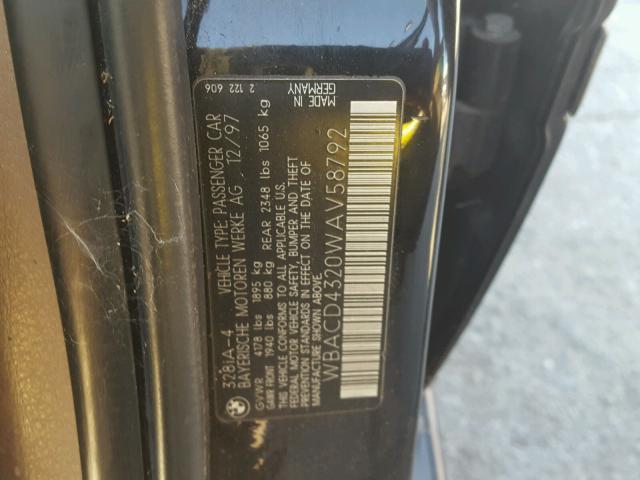 WBACD4320WAV58792 - 1998 BMW 328 I AUTO BLACK photo 10