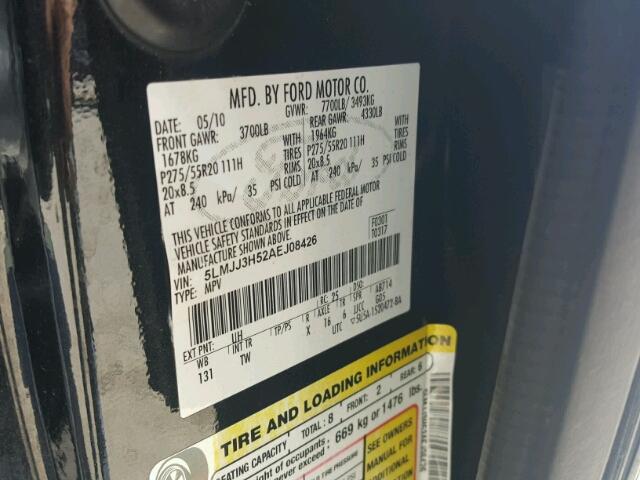 5LMJJ3H52AEJ08426 - 2010 LINCOLN NAVIGATOR 黑色 照片 10