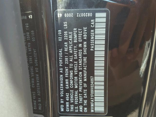 WVWFA71F09V024057 - 2009 VOLKSWAGEN EOS LUX Czarny zdjęcie 10