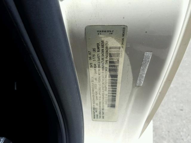 3VWPF31Y27M422343 - 2007 VOLKSWAGEN NEW BEETLE 奶油色 照片 10