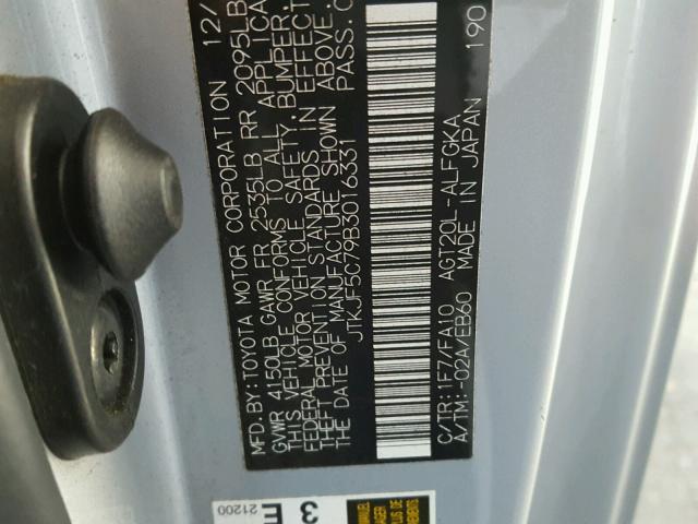 JTKJF5C79B3016331 - 2011 TOYOTA SCION TC 银色 照片 10