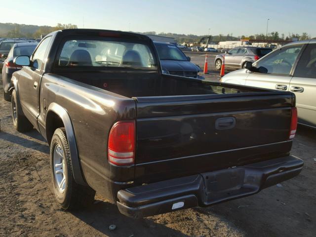 1B7FL16X82S660564 - 2002 DODGE DAKOTA BAS BLACK photo 3