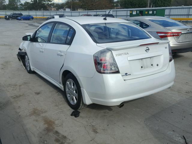 3N1AB6AP6CL611691 - 2012 NISSAN SENTRA 2.0 WHITE photo 3