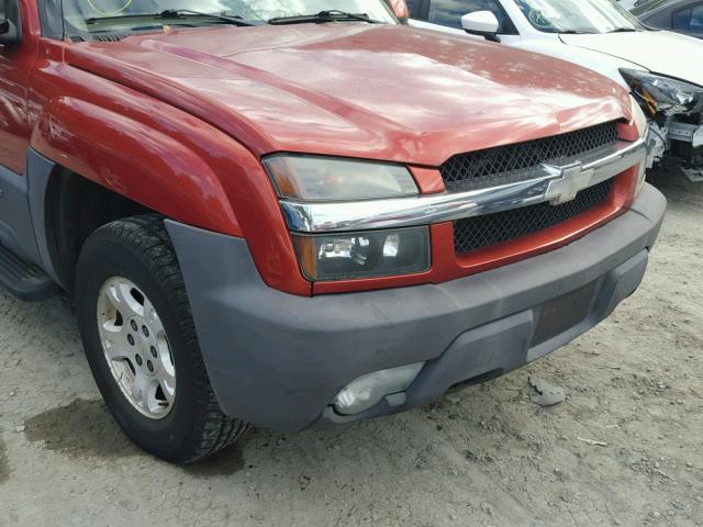 3GNEK13T33G296246 - 2003 CHEVROLET AVALANCHE ORANGE photo 9