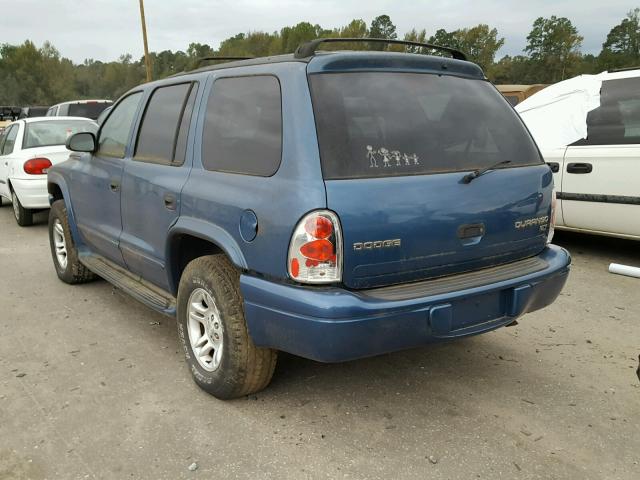 1D4HS48N63F508532 - 2003 DODGE DURANGO SL BLUE photo 3