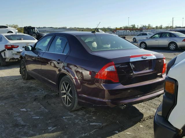 3FAHP0JG9CR273670 - 2012 FORD FUSION SEL PURPLE photo 3