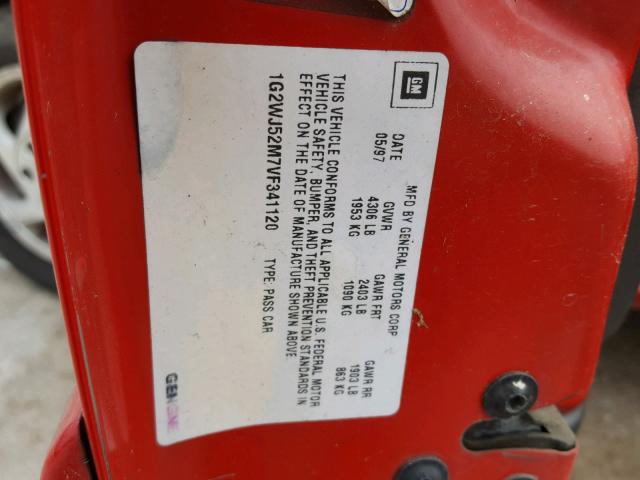 1G2WJ52M7VF341120 - 1997 PONTIAC GRAND PRIX Qırmızı foto 10