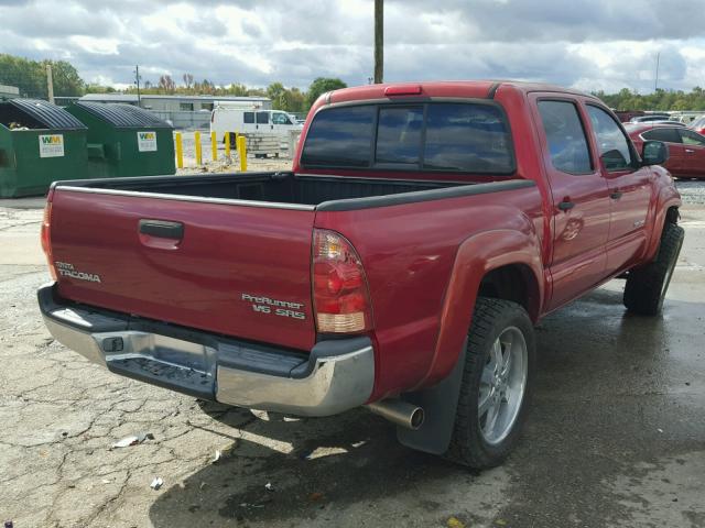 5TEJU62N65Z068931 - 2005 TOYOTA TACOMA DOU BURGUNDY photo 4