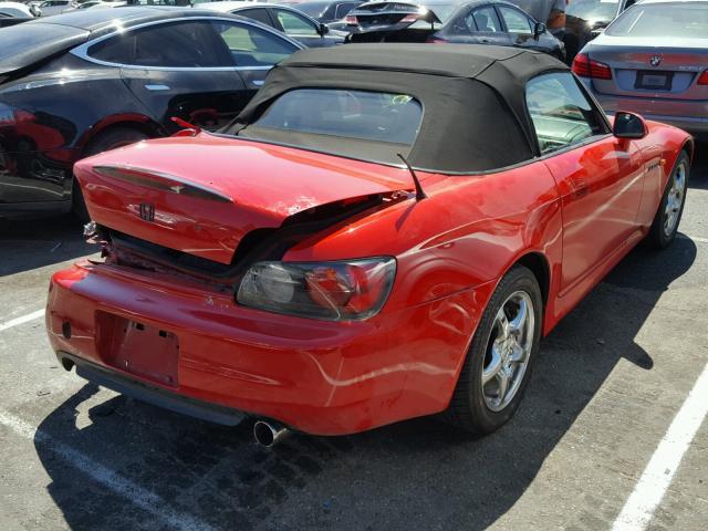 JHMAP1145YT003993 - 2000 HONDA S2000 RED photo 4