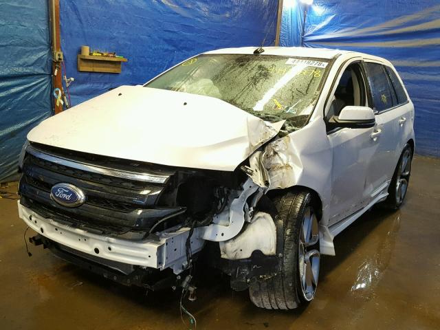 2FMDK4AK6EBB23855 - 2014 FORD EDGE SPORT WHITE photo 2