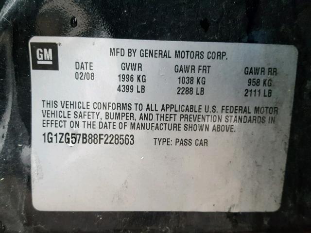 1G1ZG57B88F228563 - 2008 CHEVROLET MALIBU LS Qara foto 10