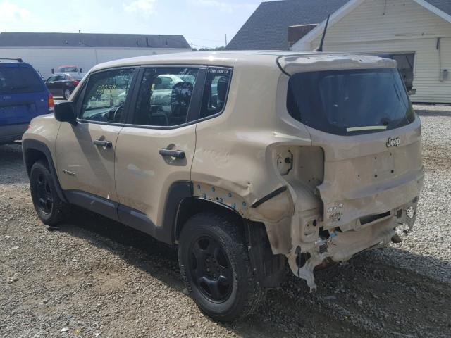 ZACCJBAH0FPB56302 - 2015 JEEP RENEGADE S TAN photo 3