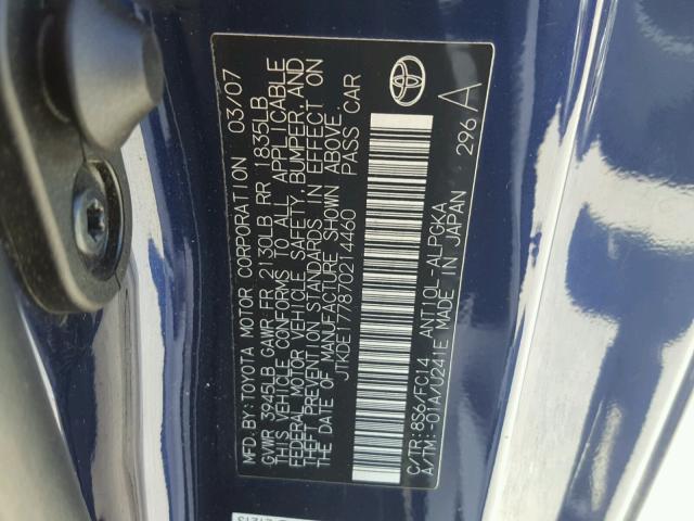 JTKDE177870214460 - 2007 TOYOTA SCION TC 蓝色 照片 10