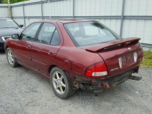 3N1BB51D21L129592 - 2001 NISSAN SENTRA SE BURGUNDY photo 3