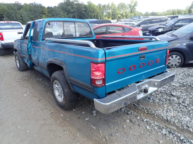 1B7GL23Y0RW139106 - 1994 DODGE DAKOTA BLUE photo 3