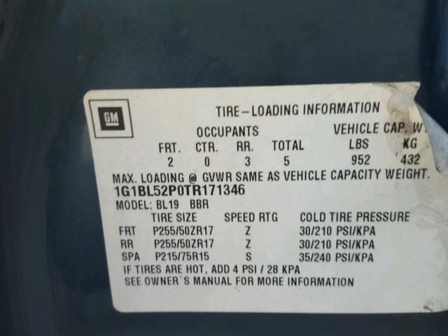 1G1BL52P0TR171346 - 1996 CHEVROLET CAPRICE CL GREEN photo 10