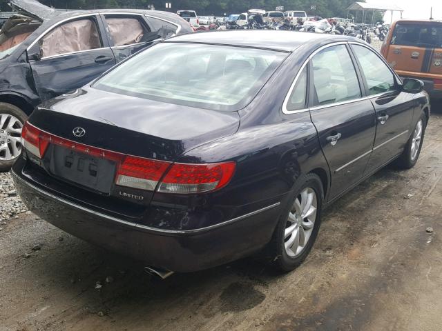 KMHFC46F56A116409 - 2006 HYUNDAI AZERA SE PURPLE photo 4