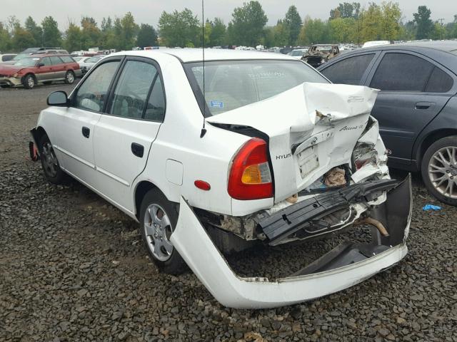 KMHCG45C42U344196 - 2002 HYUNDAI ACCENT WHITE photo 3