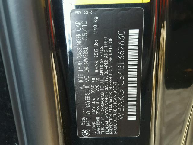 WBAKG1C54BE362630 - 2011 BMW 335 IS BLACK photo 10