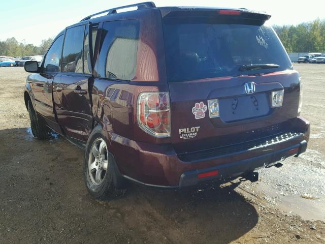 5FNYF28517B045442 - 2007 HONDA PILOT MAROON photo 3