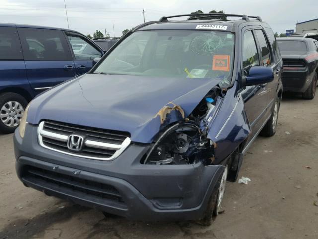 JHLRD78812C006389 - 2002 HONDA CR-V EX BLUE photo 2