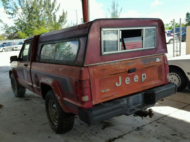 1J7FT36L1KL498888 - 1989 JEEP COMANCHE P RED photo 3