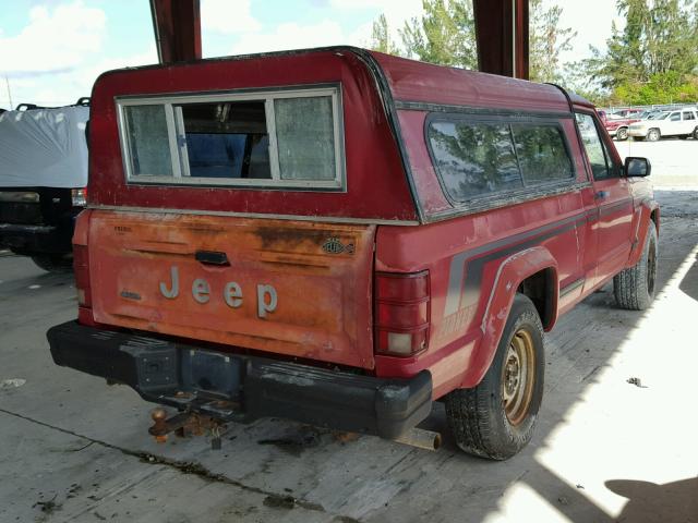 1J7FT36L1KL498888 - 1989 JEEP COMANCHE P RED photo 4