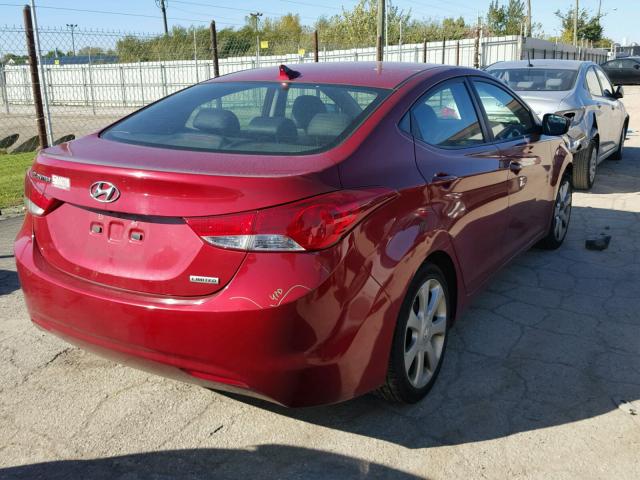 KMHDH4AE3DU515113 - 2013 HYUNDAI ELANTRA GL RED photo 4