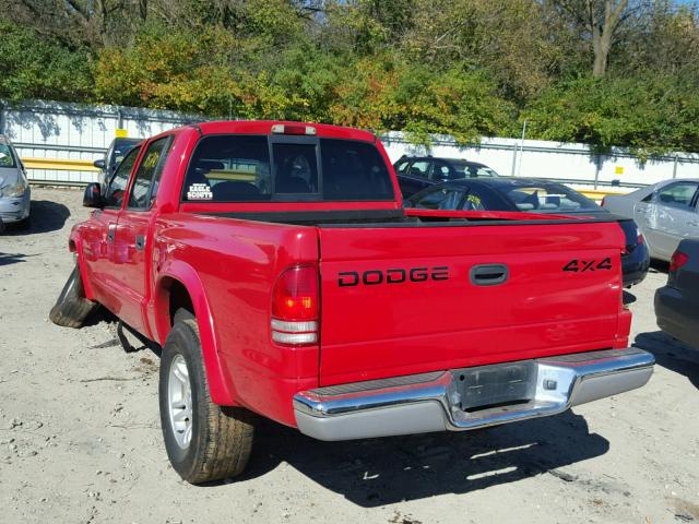 1B7HG48X42S724160 - 2002 DODGE DAKOTA RED photo 3