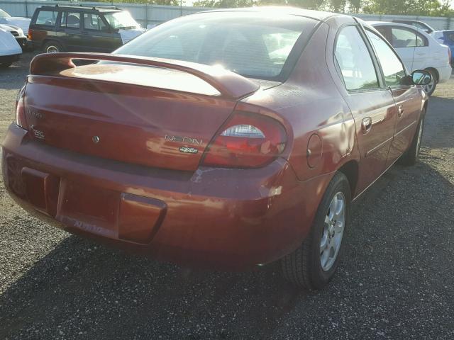 1B3ES56C14D587677 - 2004 DODGE NEON SXT RED photo 4