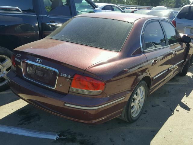 KMHWF35H24A039175 - 2004 HYUNDAI SONATA BURGUNDY photo 4