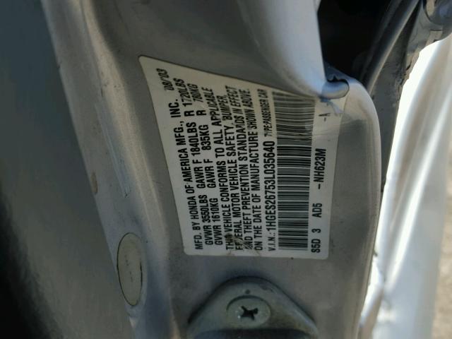 1HGES26753L035640 - 2003 HONDA CIVIC EX ვერცხლისფერი ფოტო 10