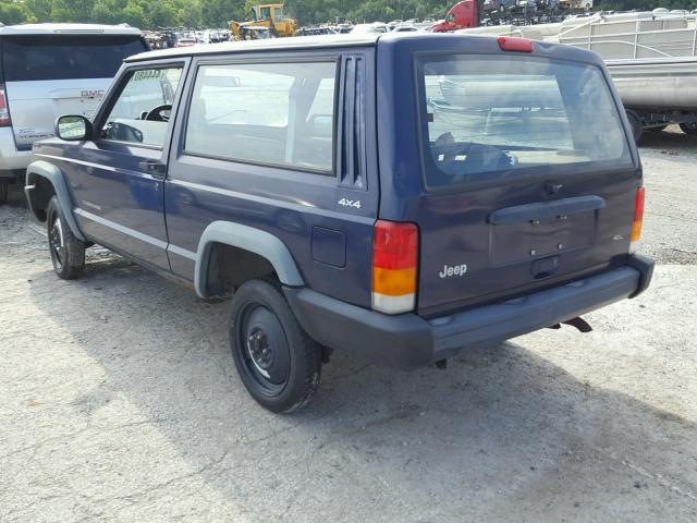 1J4FJ27S2VL550861 - 1997 JEEP CHEROKEE S BLUE photo 3