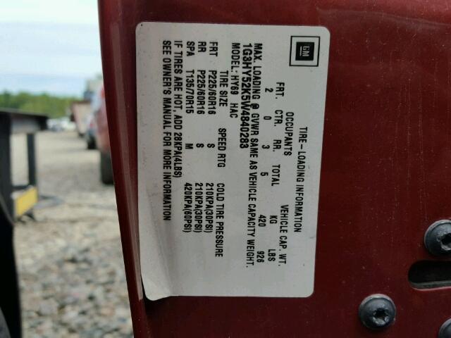 1G3HY52K5W4840283 - 1998 OLDSMOBILE LSS MAROON photo 10