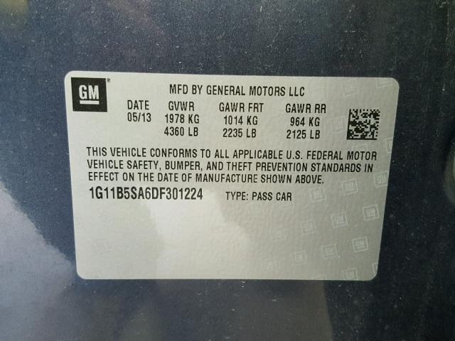 1G11B5SA6DF301224 - 2013 CHEVROLET MALIBU LS Mavi foto 10