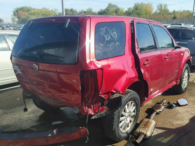 4M2CU87138KJ06984 - 2008 MERCURY MARINER PR RED photo 4