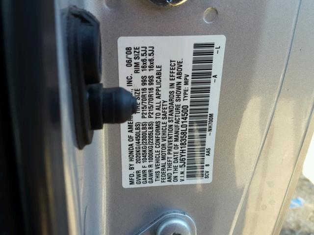 5J6YH18358L014500 - 2008 HONDA ELEMENT LX SILVER photo 10