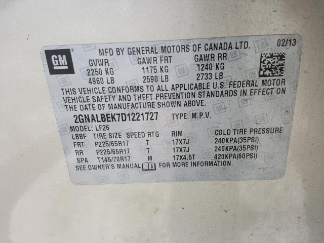 2GNALBEK7D1221727 - 2013 CHEVROLET EQUINOX LS TAN photo 10